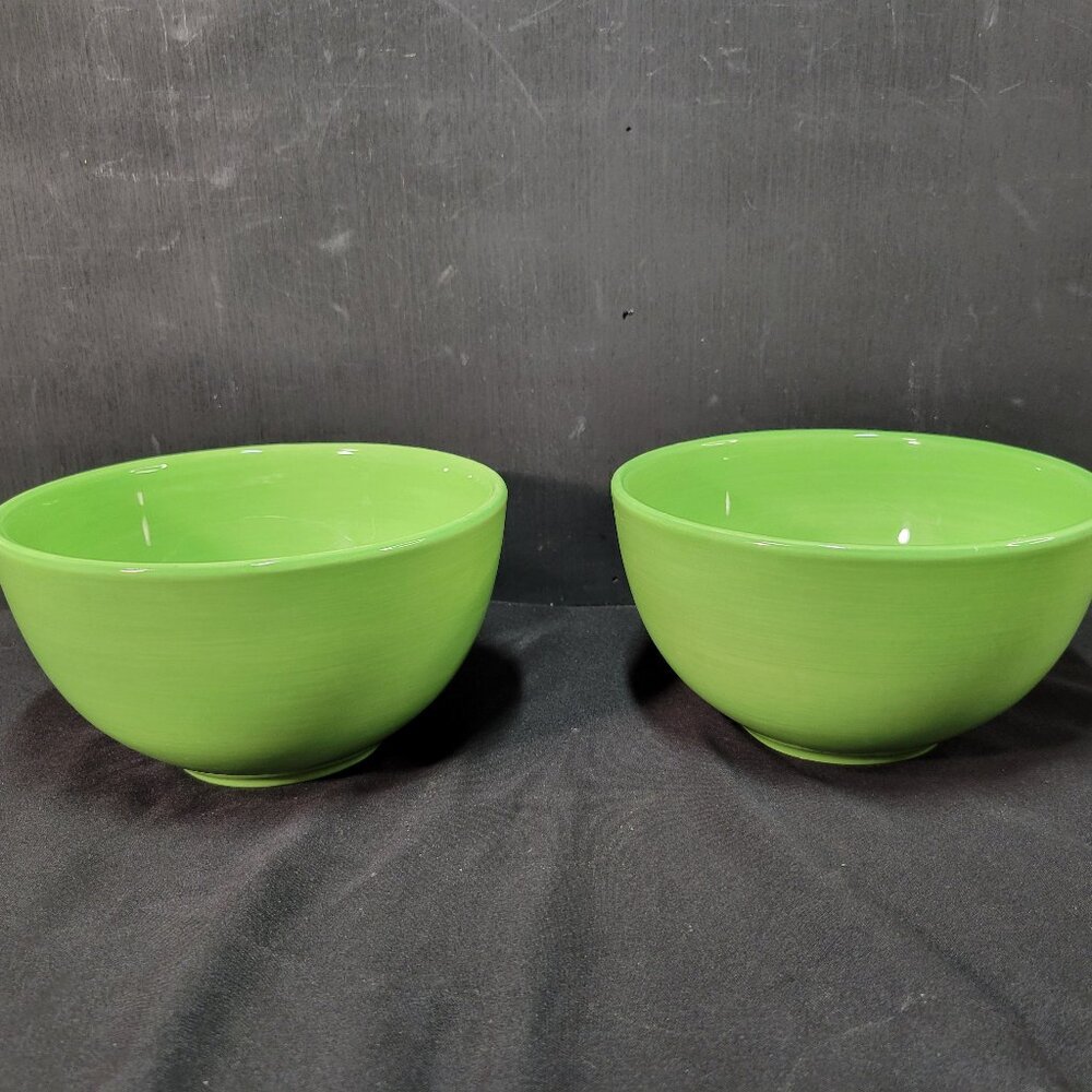 Set of 2 Artimino CIAO II Lime Green CEREAL SOUP BOWLS Earthenware